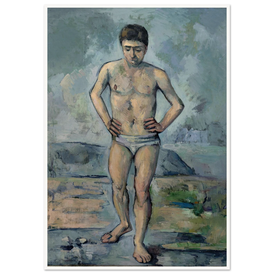Le Grand Baigneur (1885) Art Print | Paul Cezanne - Framed Poster - 30x40 cm / 12x16″ - Black frame
