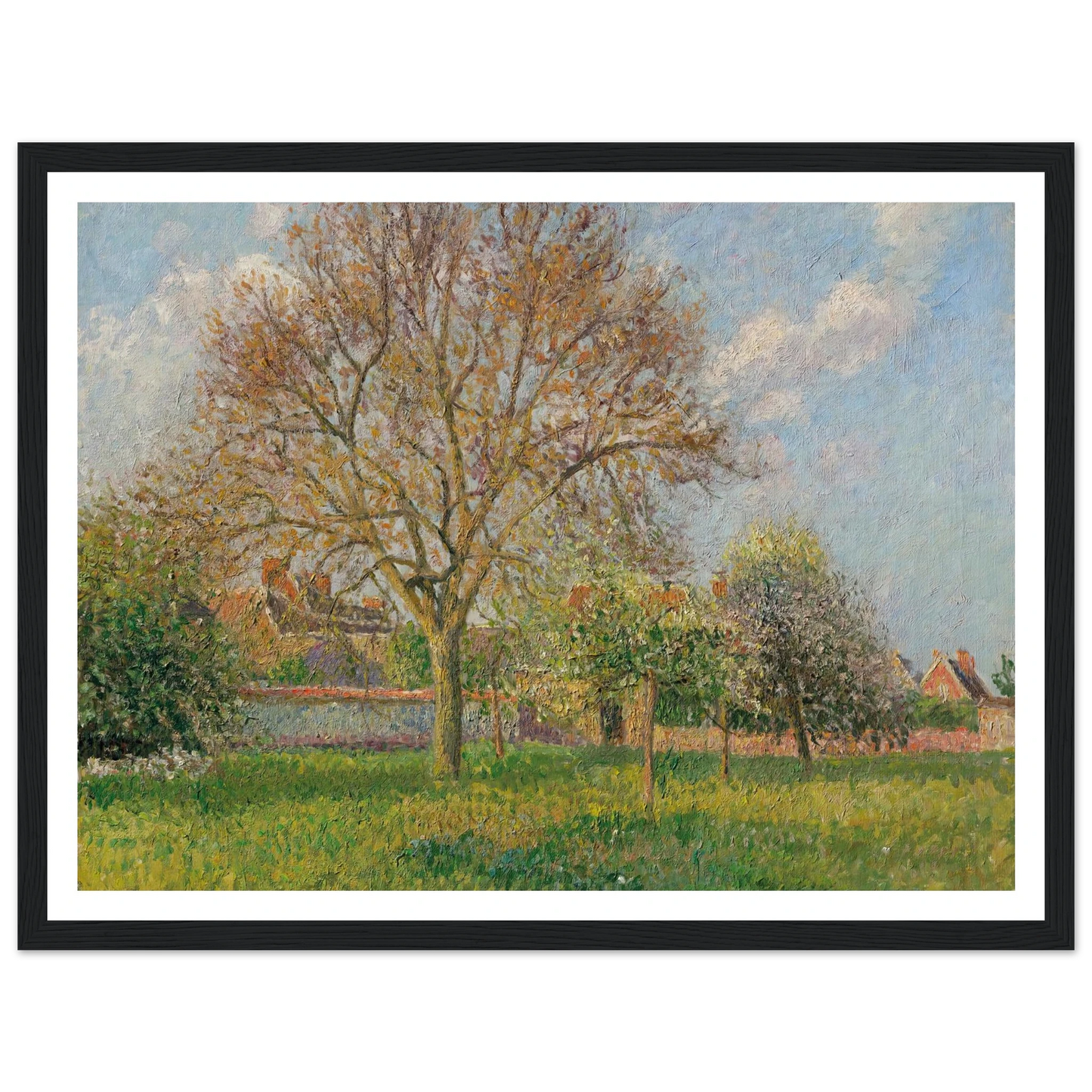 Le grand noyer à Éragny, après-midi (1900) Art Print | Camille Pissarro - Framed Poster - 30x40 cm / 12x16″ - Black frame