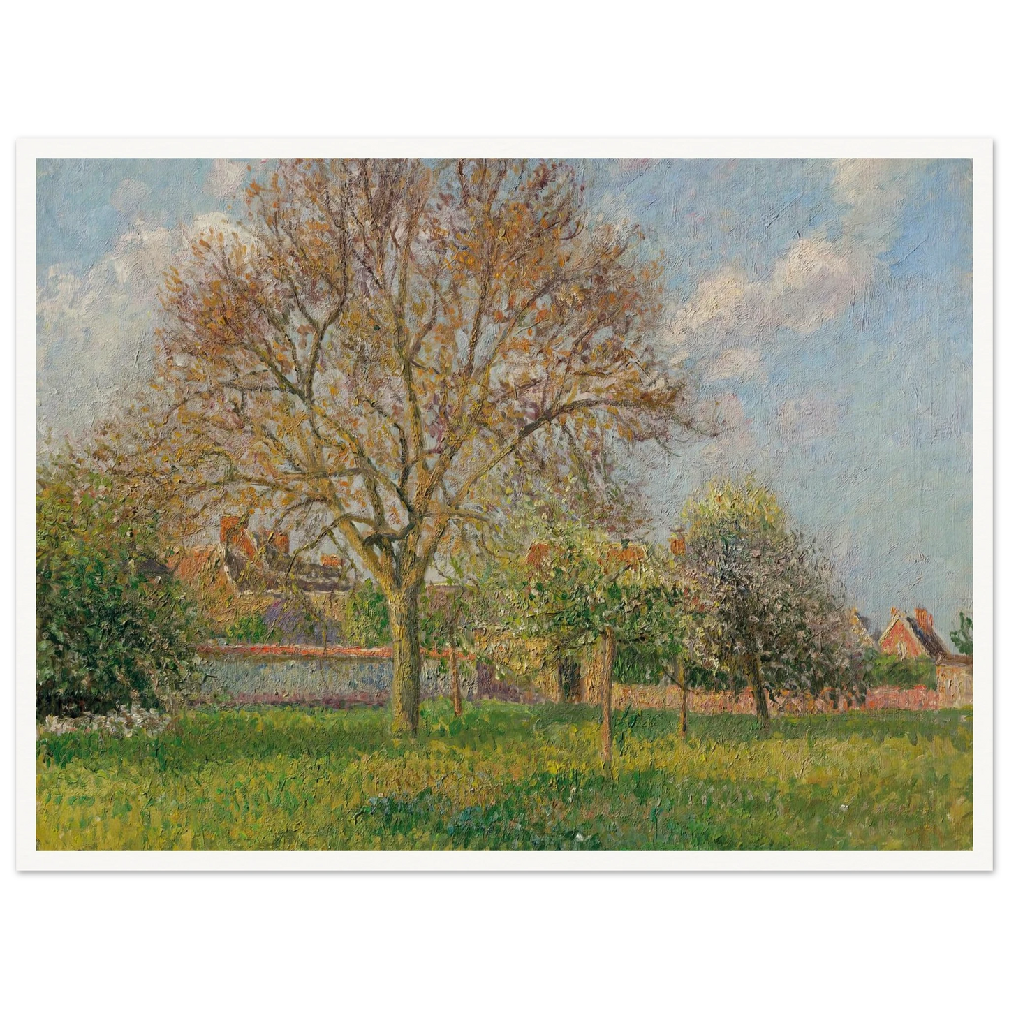 Le grand noyer à Éragny, après-midi (1900) Art Print | Camille Pissarro - Framed Poster - 30x40 cm / 12x16″ - Black frame