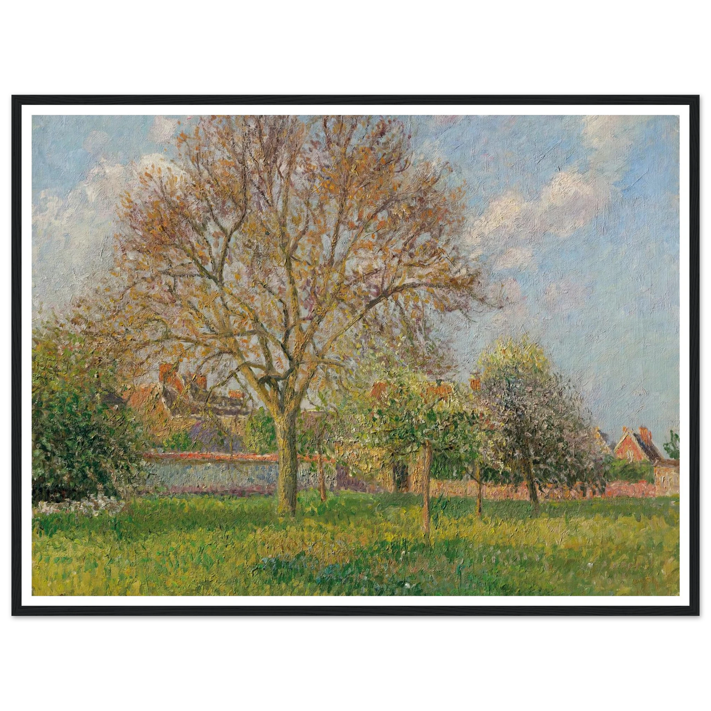 Le grand noyer à Éragny, après-midi (1900) Art Print | Camille Pissarro - Framed Poster - 30x40 cm / 12x16″ - Black frame