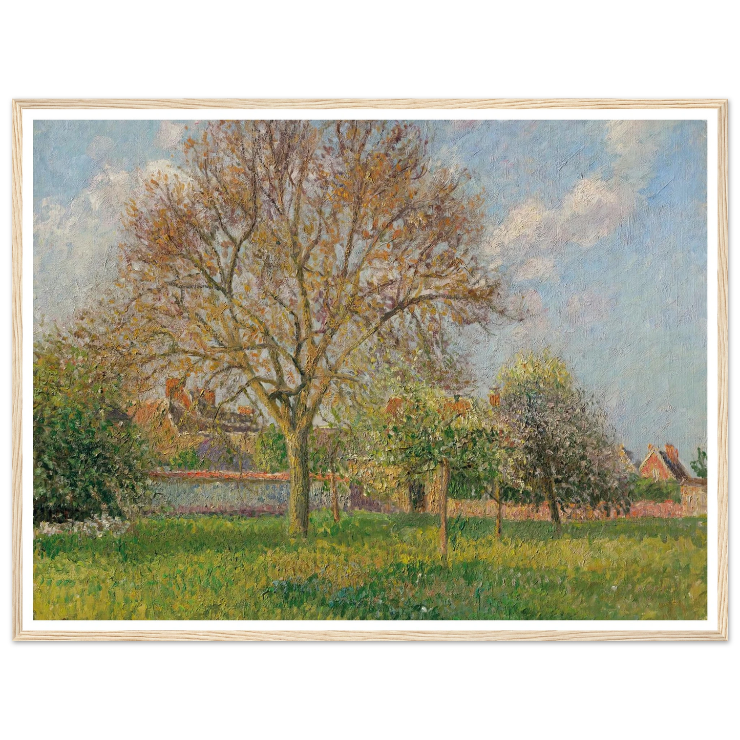 Le grand noyer à Éragny, après-midi (1900) Art Print | Camille Pissarro - Framed Poster - 30x40 cm / 12x16″ - Black frame