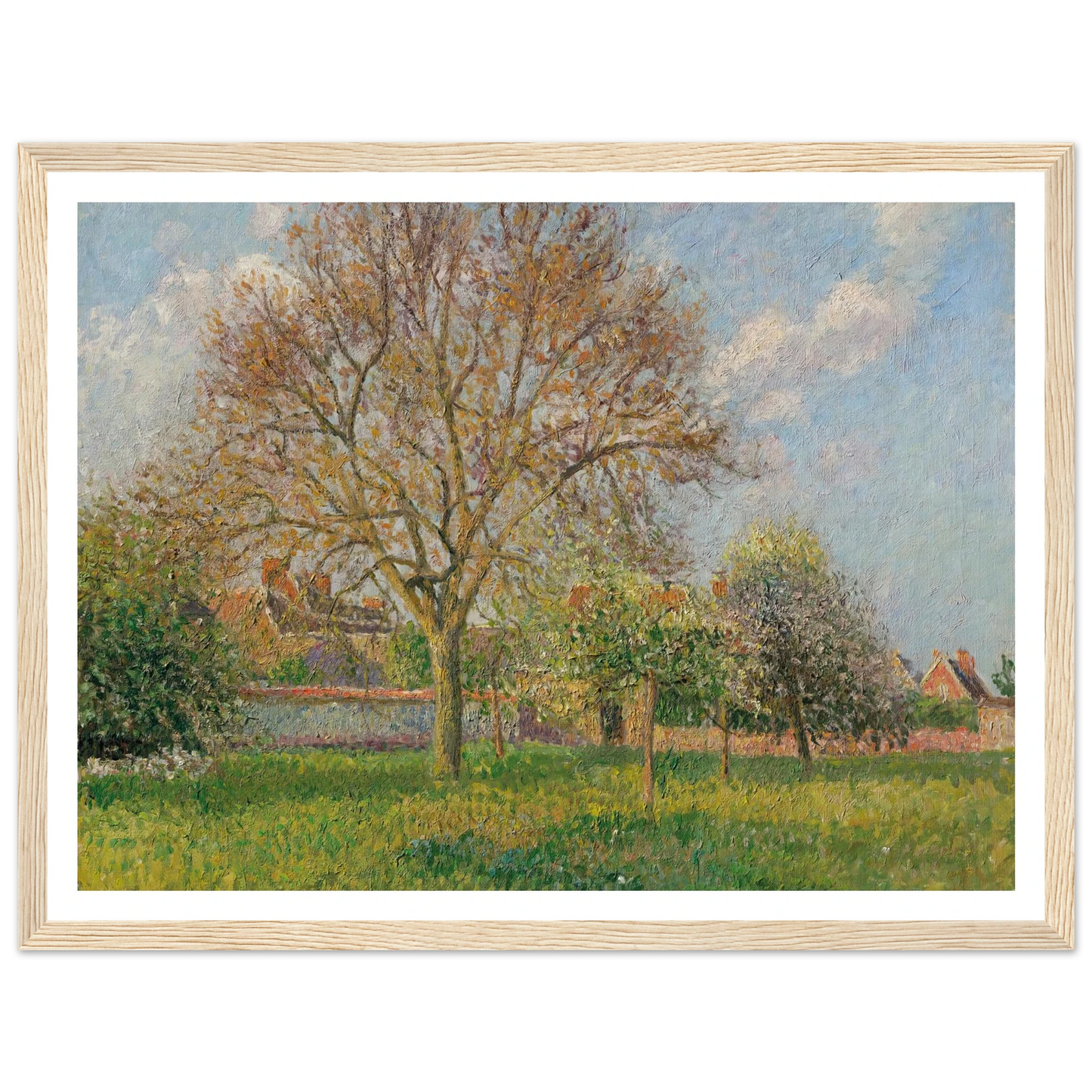 Le grand noyer à Éragny, après-midi (1900) Art Print | Camille Pissarro - Framed Poster - 30x40 cm / 12x16″ - Black frame