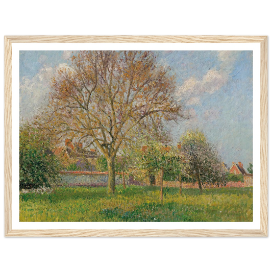 Le grand noyer à Éragny, après-midi (1900) Art Print | Camille Pissarro - Framed Poster - 30x40 cm / 12x16″ - Black frame