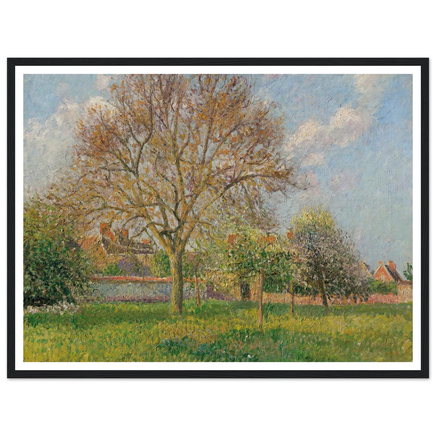 Le grand noyer à Éragny, après-midi (1900) Art Print | Camille Pissarro - Framed Poster - 30x40 cm / 12x16″ - Black frame