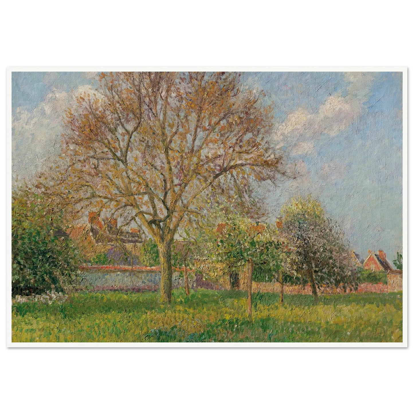 Le grand noyer à Éragny, après-midi (1900) Art Print | Camille Pissarro - Framed Poster - 30x40 cm / 12x16″ - Black frame