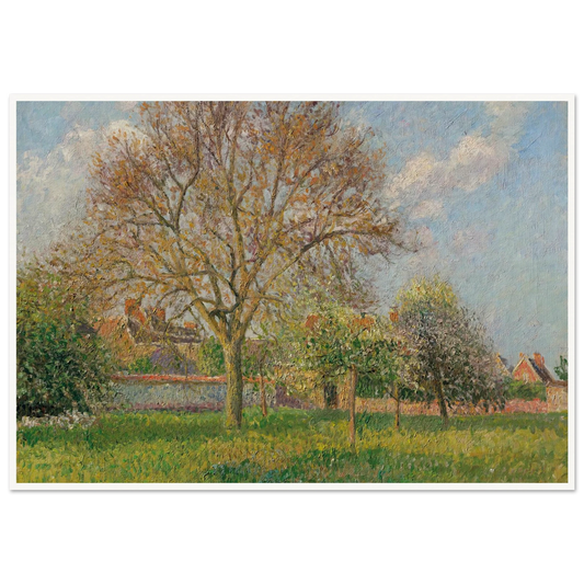 Le grand noyer à Éragny, après-midi (1900) Art Print | Camille Pissarro - Framed Poster - 30x40 cm / 12x16″ - Black frame