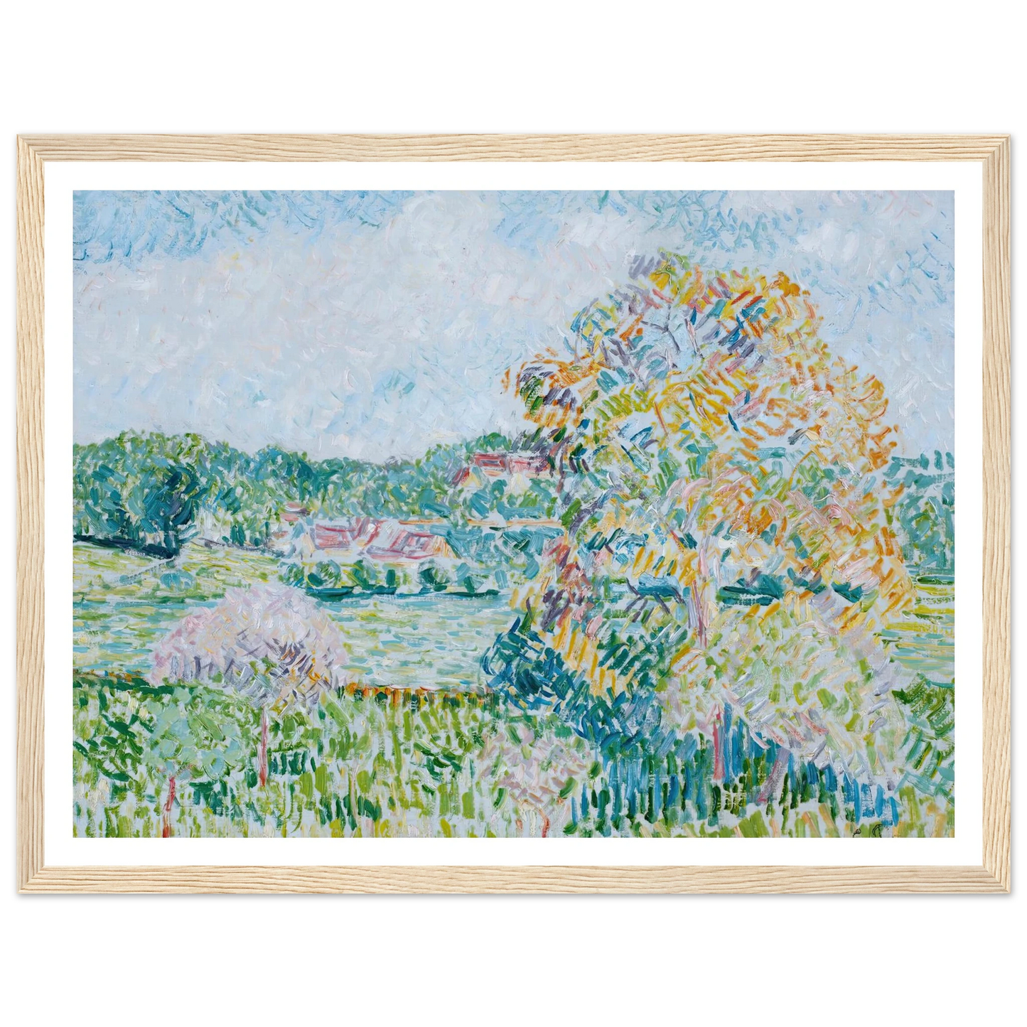 Le Grand Noyer À Eragny, Automne (circa 1890) Art Print | Camille Pissarro - Framed Poster - 30x40 cm / 12x16″ - Black frame