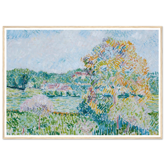 Le Grand Noyer À Eragny, Automne (circa 1890) Art Print | Camille Pissarro - Framed Poster - 30x40 cm / 12x16″ - Black frame