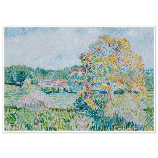 Le Grand Noyer À Eragny, Automne (circa 1890) Art Print | Camille Pissarro - Framed Poster - 30x40 cm / 12x16″ - Black frame