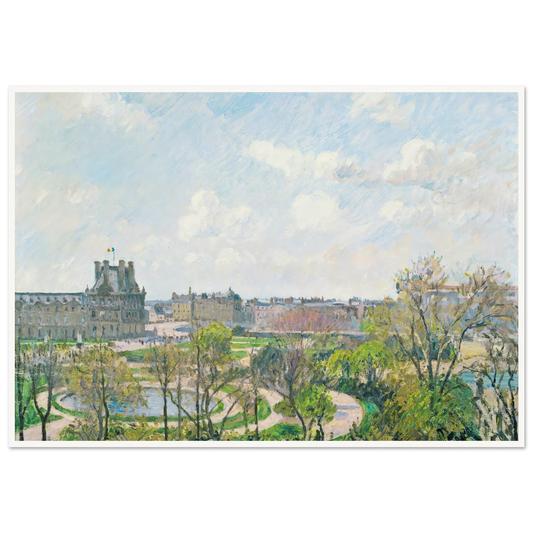 Le Jardin Des Tuileries Et Le Pavillon De Flore, Matin, Printemps (1900) Art Print | Camille Pissarro - Framed Poster - 30x40 cm / 12x16″ - Black frame