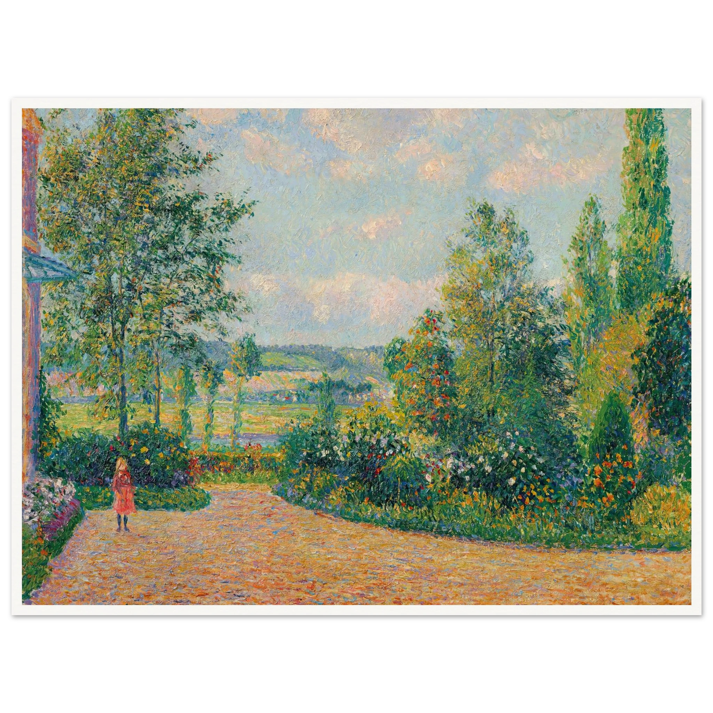 Le Jardin d’Octave Mirbeau, la terrasse, Les Damps (1892) Art Print | Camille Pissarro - Framed Poster - 30x40 cm / 12x16″ - Black frame