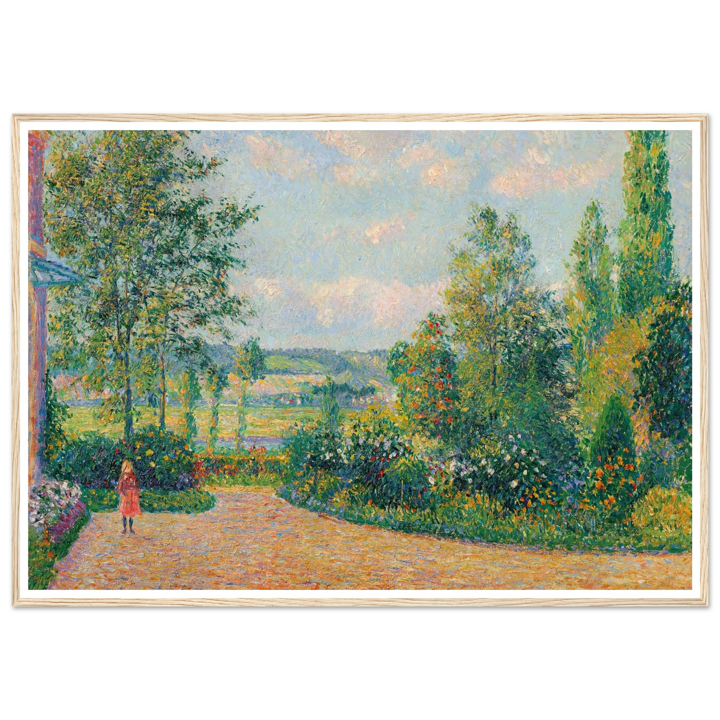 Le Jardin d’Octave Mirbeau, la terrasse, Les Damps (1892) Art Print | Camille Pissarro - Framed Poster - 30x40 cm / 12x16″ - Black frame