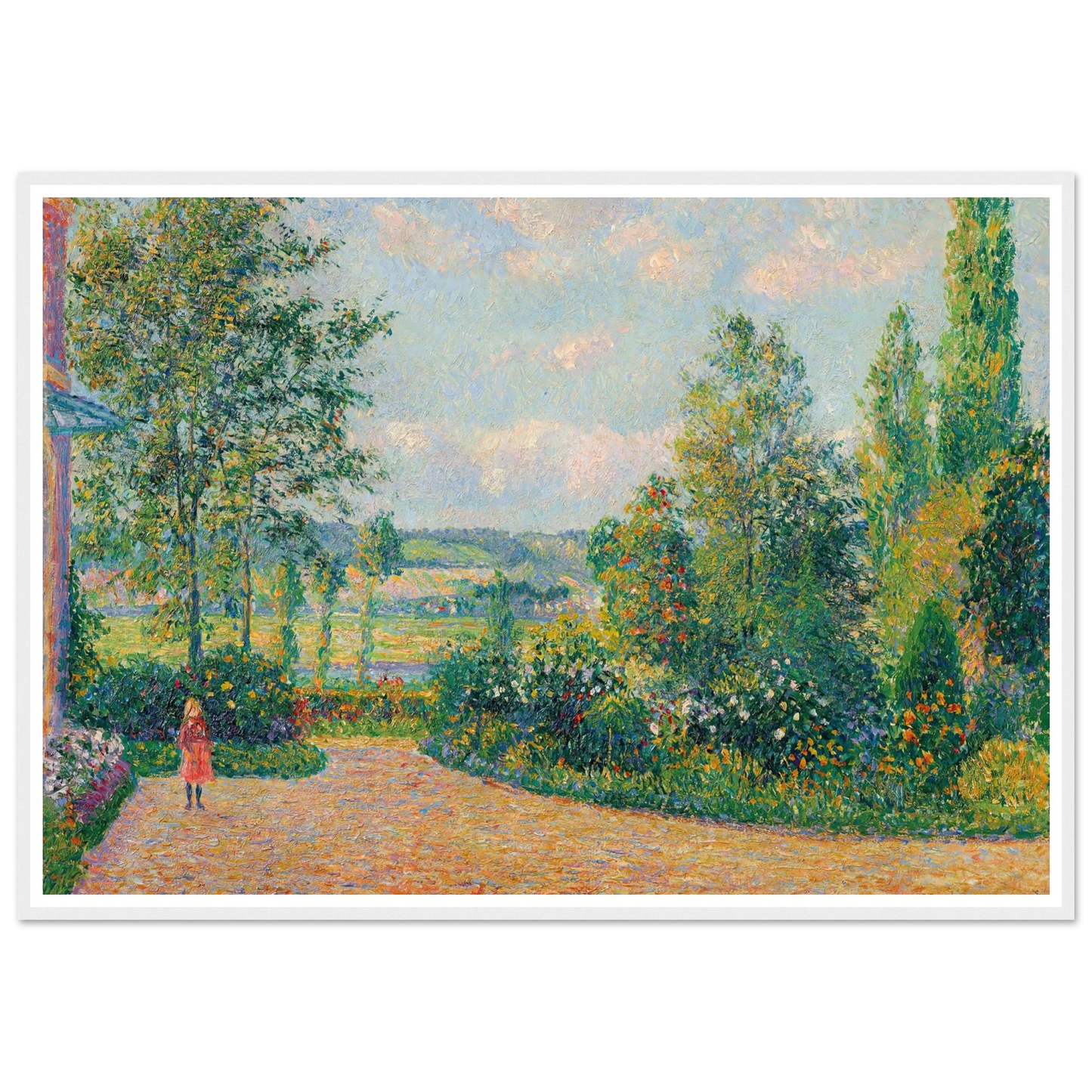 Le Jardin d’Octave Mirbeau, la terrasse, Les Damps (1892) Art Print | Camille Pissarro - Framed Poster - 30x40 cm / 12x16″ - Black frame