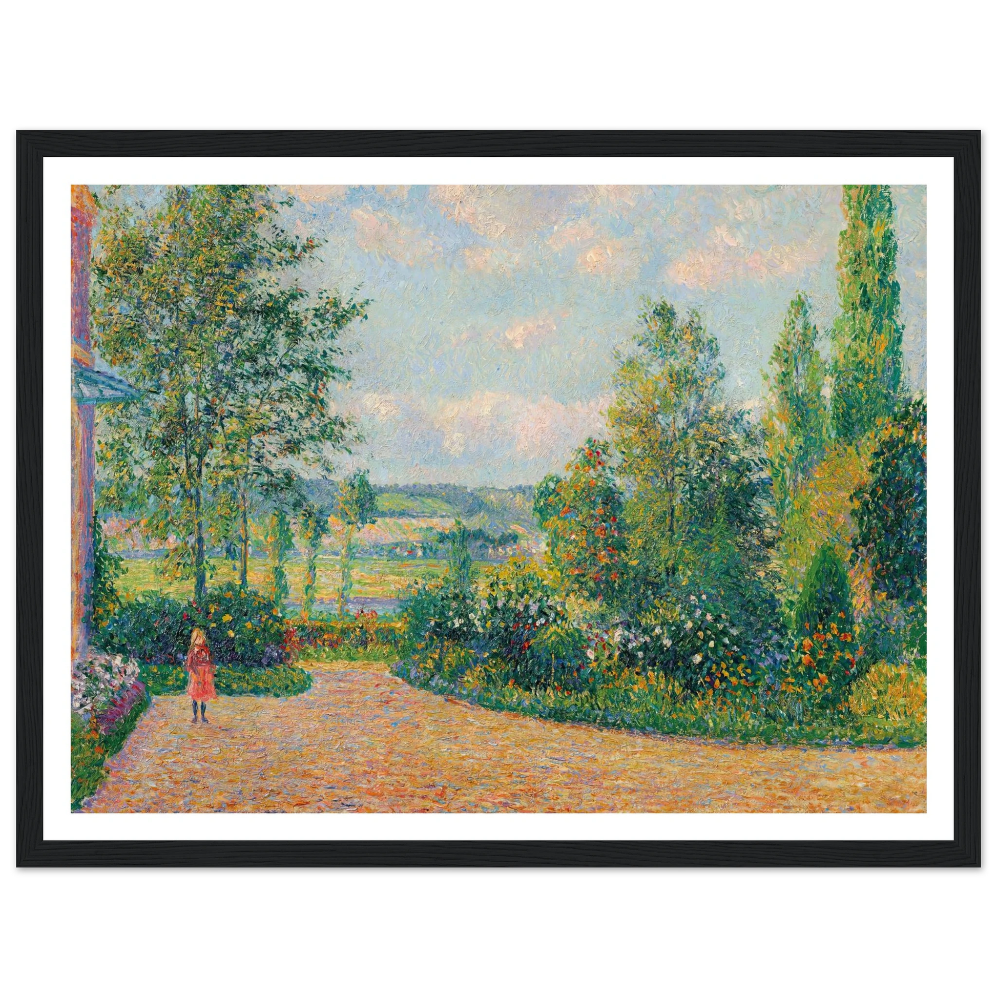 Le Jardin d’Octave Mirbeau, la terrasse, Les Damps (1892) Art Print | Camille Pissarro - Framed Poster - 30x40 cm / 12x16″ - Black frame