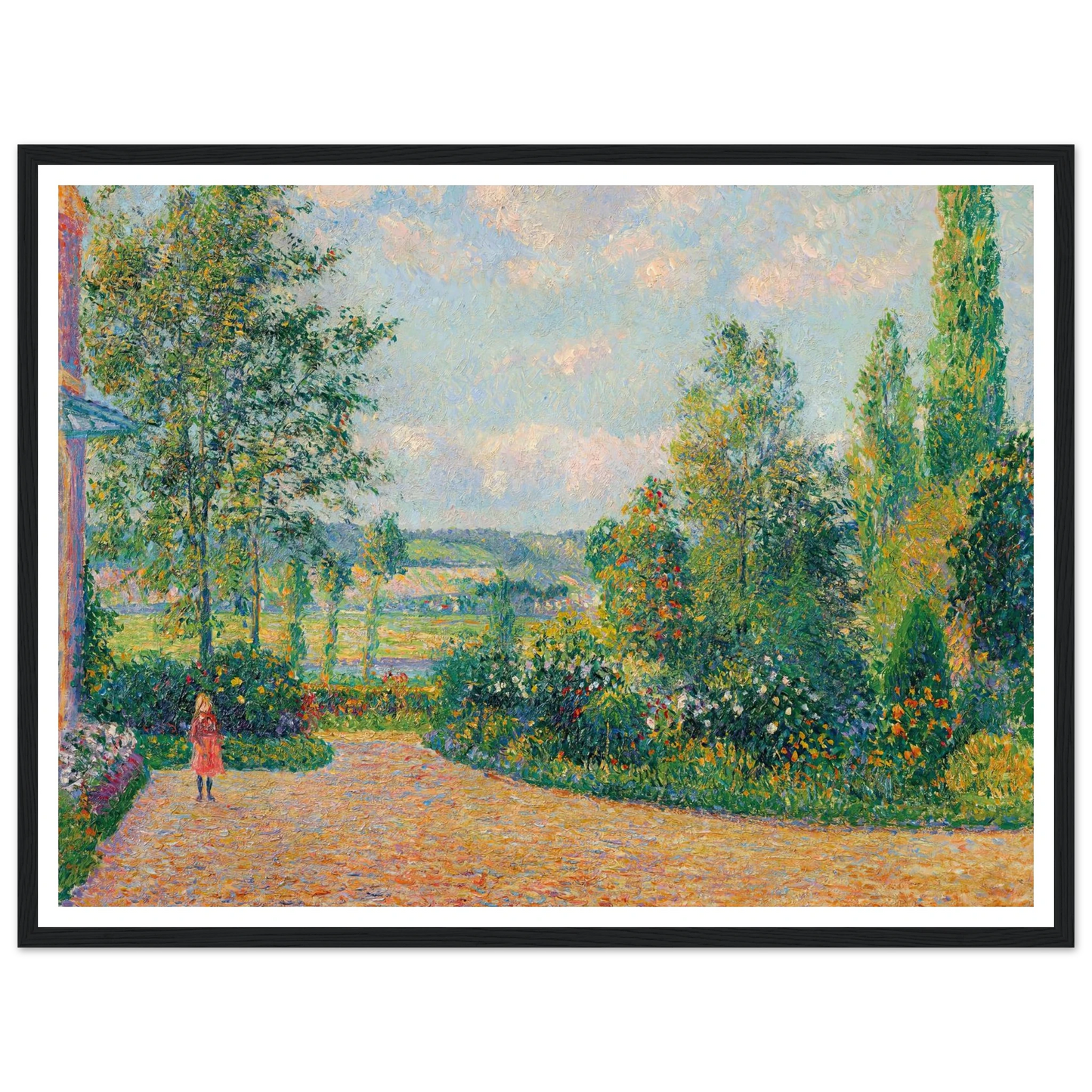 Le Jardin d’Octave Mirbeau, la terrasse, Les Damps (1892) Art Print | Camille Pissarro - Framed Poster - 30x40 cm / 12x16″ - Black frame