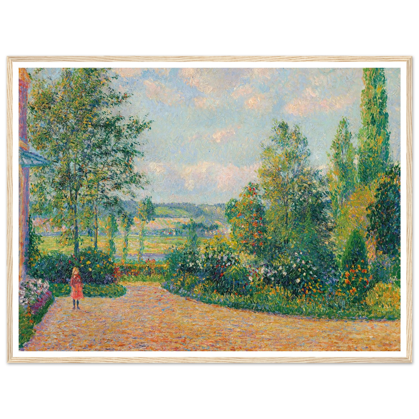Le Jardin d’Octave Mirbeau, la terrasse, Les Damps (1892) Art Print | Camille Pissarro - Framed Poster - 30x40 cm / 12x16″ - Black frame