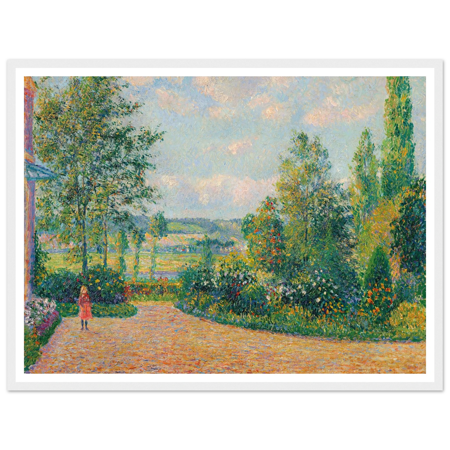 Le Jardin d’Octave Mirbeau, la terrasse, Les Damps (1892) Art Print | Camille Pissarro - Framed Poster - 30x40 cm / 12x16″ - Black frame