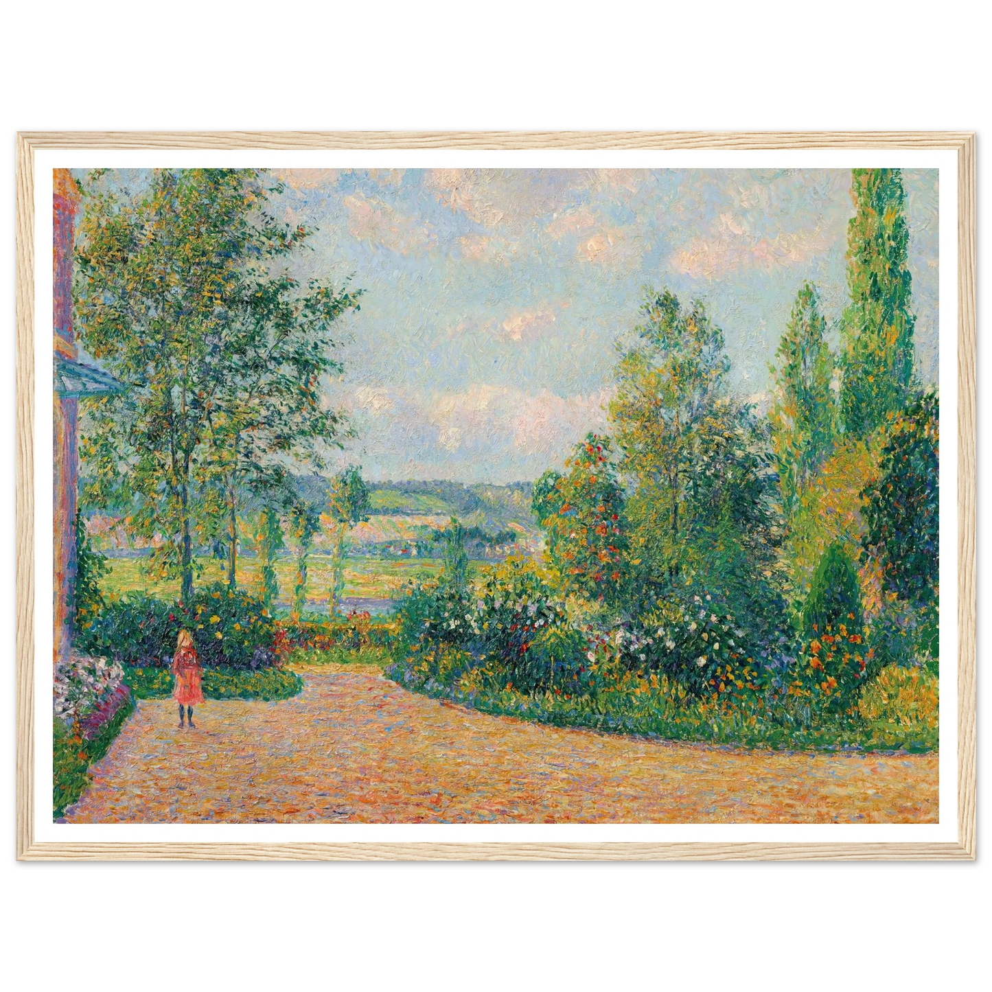 Le Jardin d’Octave Mirbeau, la terrasse, Les Damps (1892) Art Print | Camille Pissarro - Framed Poster - 30x40 cm / 12x16″ - Black frame