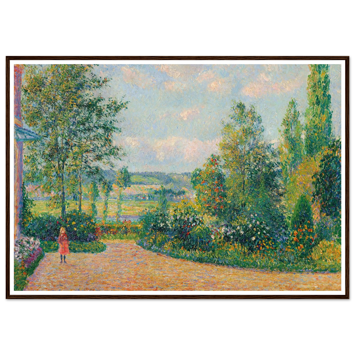 Le Jardin d’Octave Mirbeau, la terrasse, Les Damps (1892) Art Print | Camille Pissarro - Framed Poster - 30x40 cm / 12x16″ - Black frame