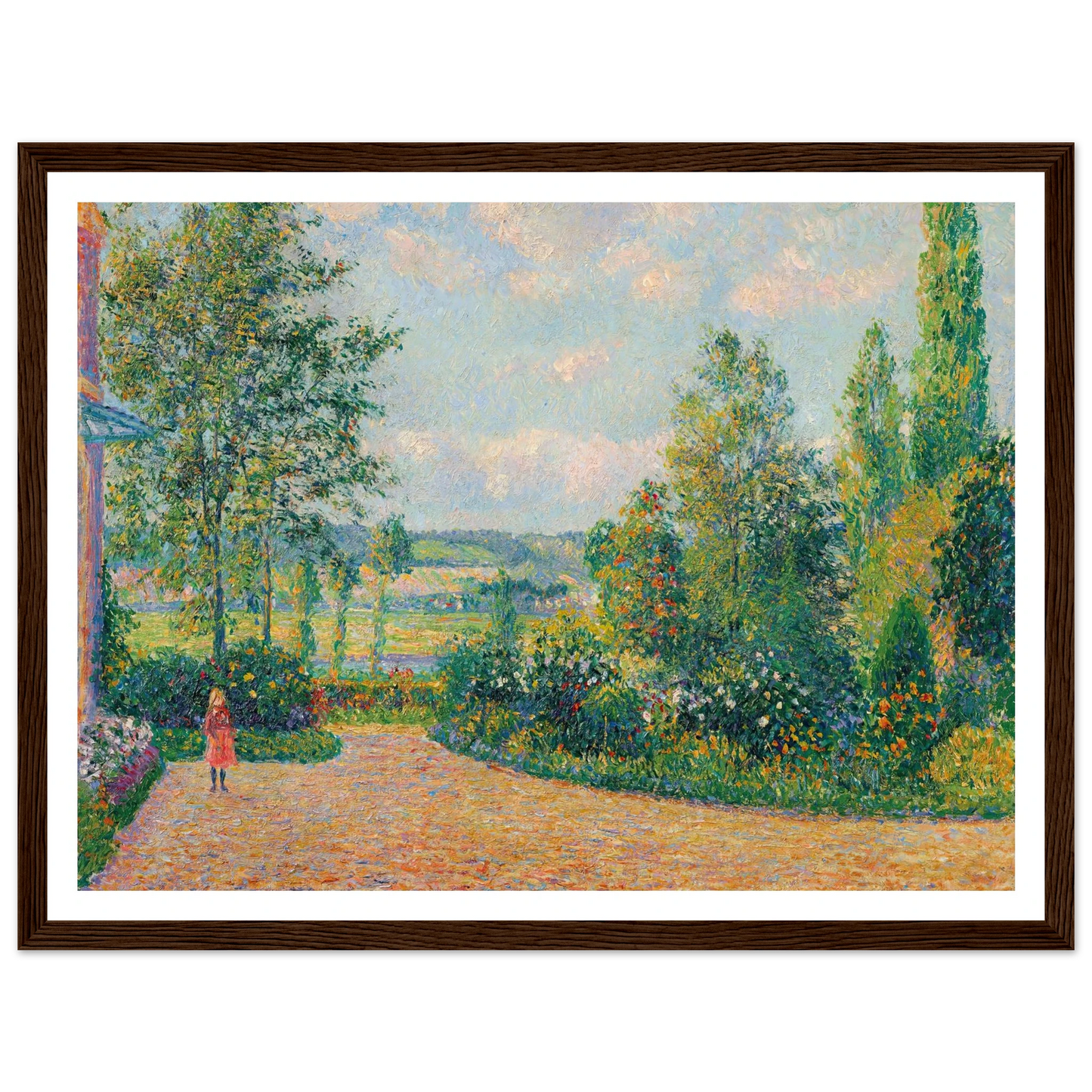 Le Jardin d’Octave Mirbeau, la terrasse, Les Damps (1892) Art Print | Camille Pissarro - Framed Poster - 30x40 cm / 12x16″ - Black frame
