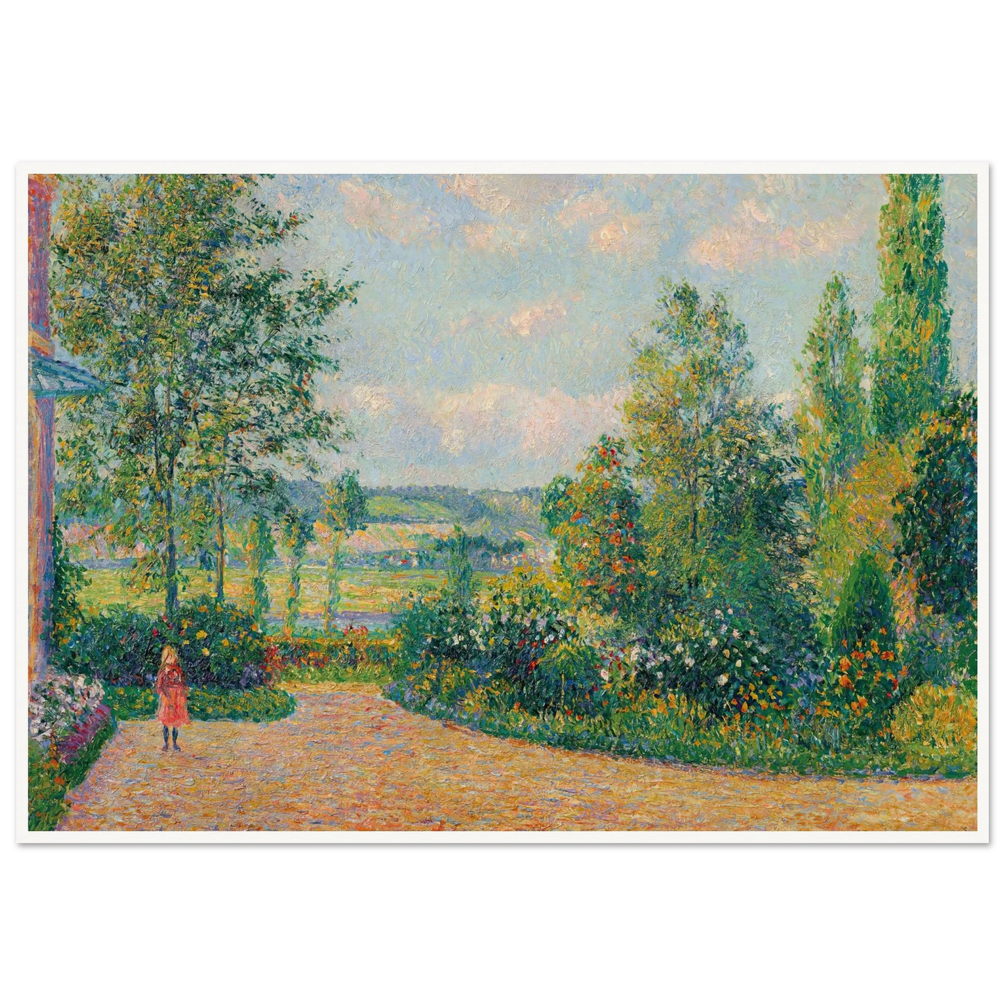Le Jardin d’Octave Mirbeau, la terrasse, Les Damps (1892) Art Print | Camille Pissarro - Framed Poster - 30x40 cm / 12x16″ - Black frame
