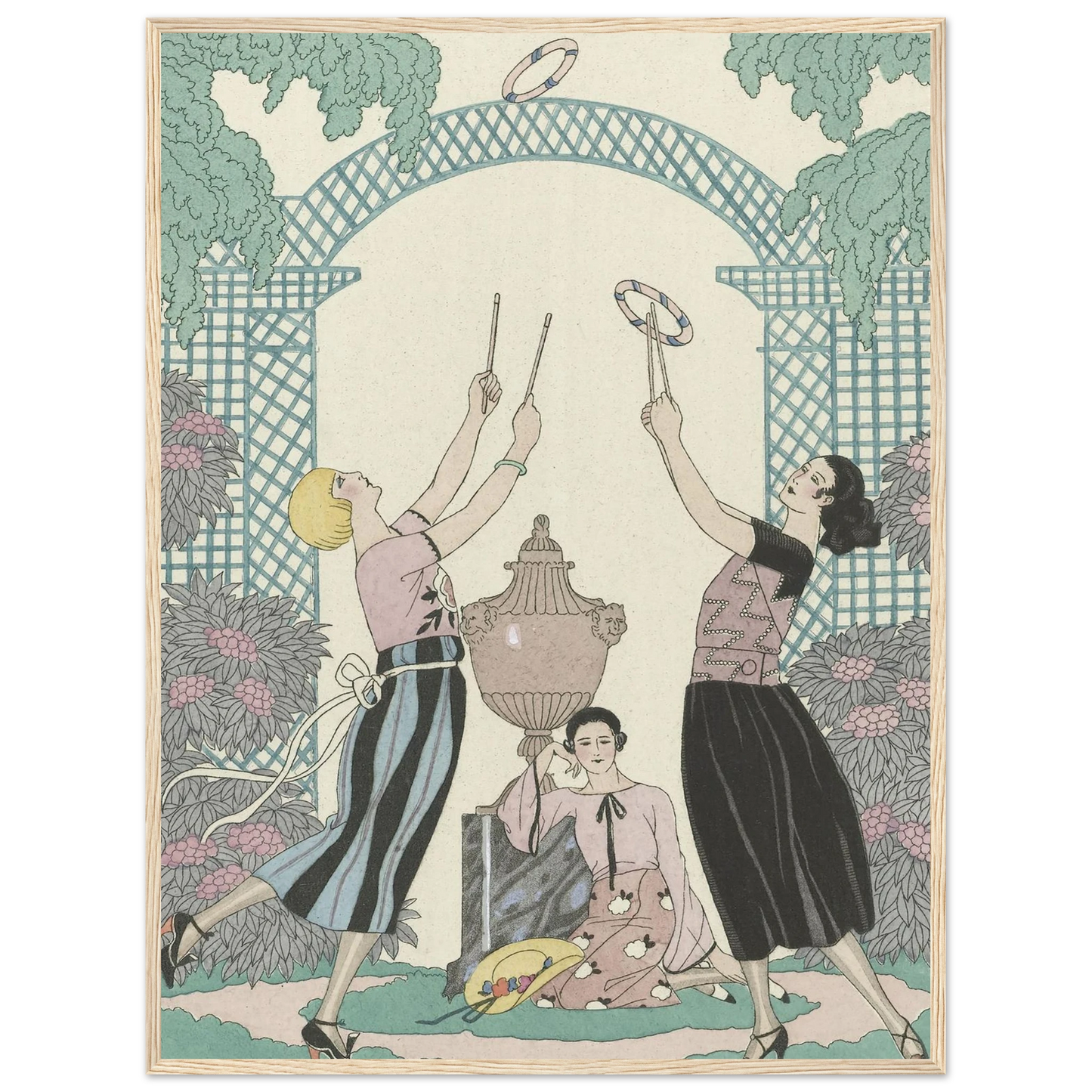 Le Jeu des Graces (1921) Art Print | George Barbier - Framed Poster - 30x40 cm / 12x16″ - Black frame