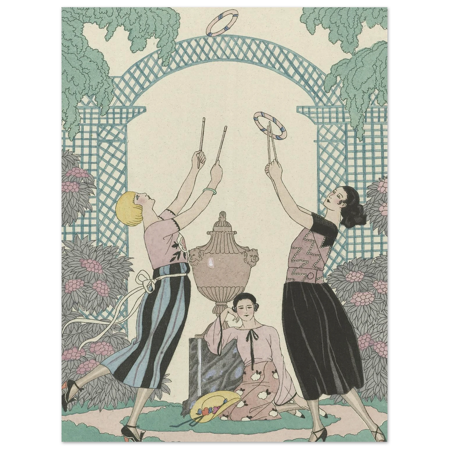 Le Jeu des Graces (1921) Art Print | George Barbier - Framed Poster - 30x40 cm / 12x16″ - Black frame