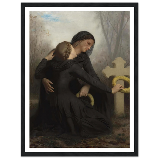 Le Jour Des Morts (All Saints Day) Art Print | William Bouguereau - Framed Poster - 30x40 cm / 12x16″ - Black frame
