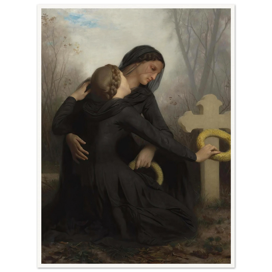 Le Jour Des Morts (All Saints Day) Art Print | William Bouguereau - Framed Poster - 30x40 cm / 12x16″ - Black frame
