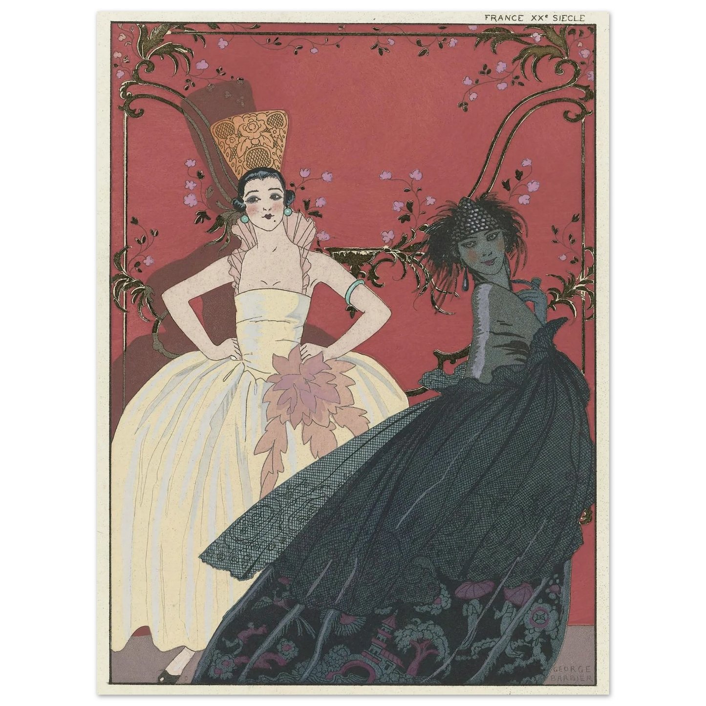 Le Jour et la Nuit (1922) Art Print | George Barbier - Framed Poster - 30x40 cm / 12x16″ - Black frame