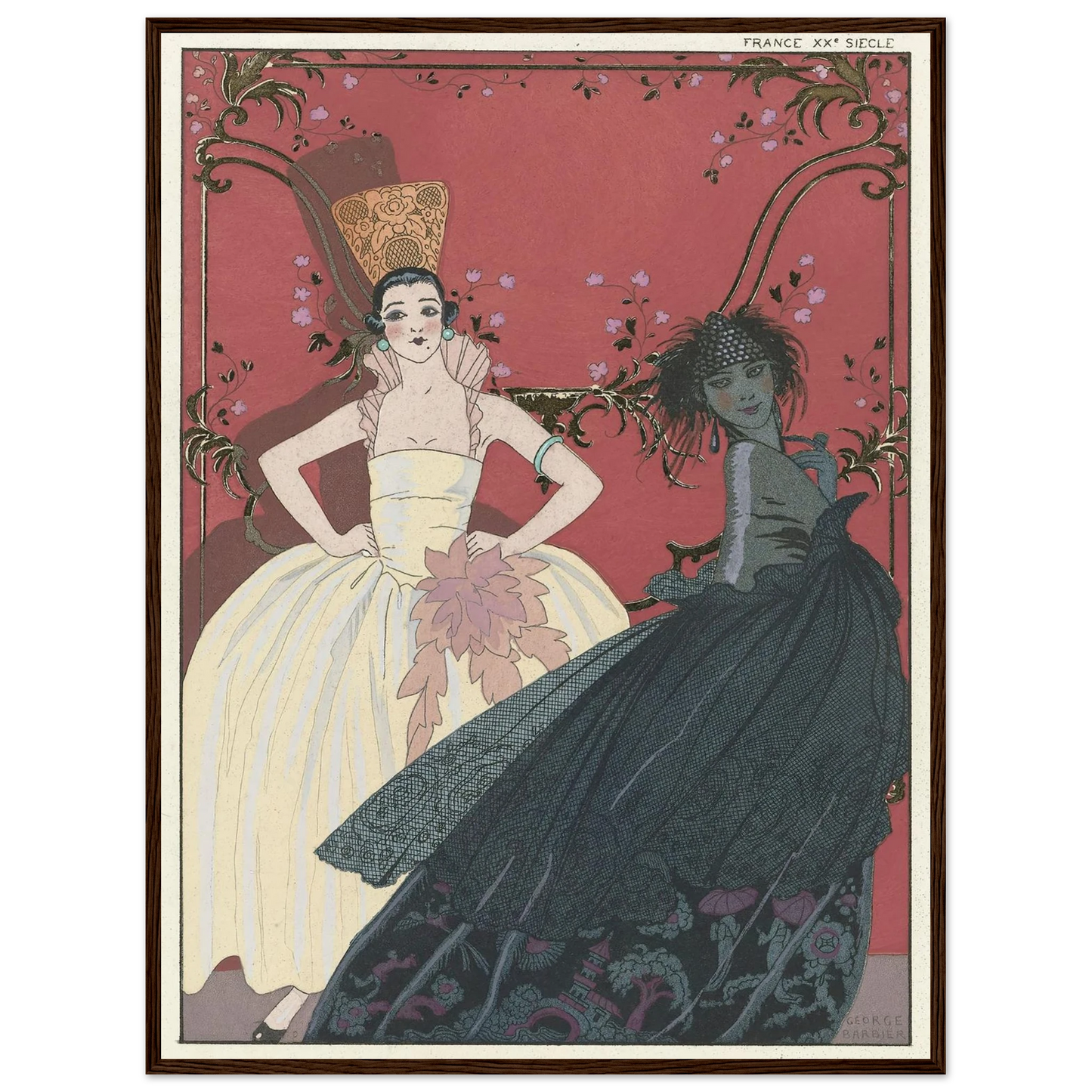 Le Jour et la Nuit (1922) Art Print | George Barbier - Framed Poster - 30x40 cm / 12x16″ - Black frame