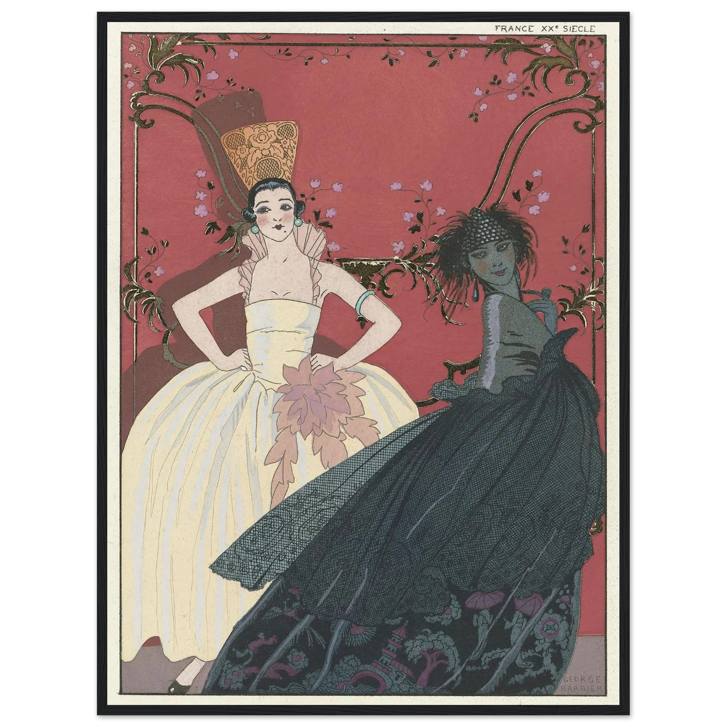 Le Jour et la Nuit (1922) Art Print | George Barbier - Framed Poster - 30x40 cm / 12x16″ - Black frame