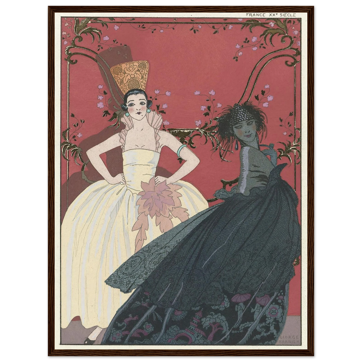 Le Jour et la Nuit (1922) Art Print | George Barbier - Framed Poster - 30x40 cm / 12x16″ - Black frame