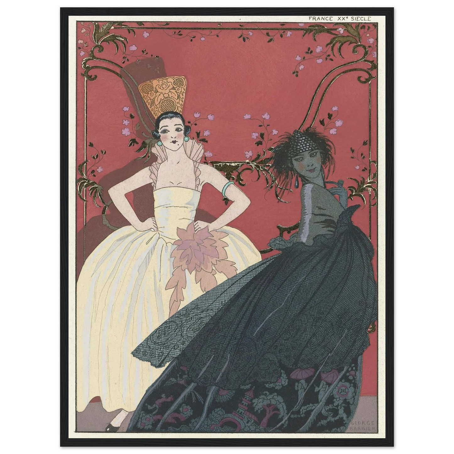 Le Jour et la Nuit (1922) Art Print | George Barbier - Framed Poster - 30x40 cm / 12x16″ - Black frame
