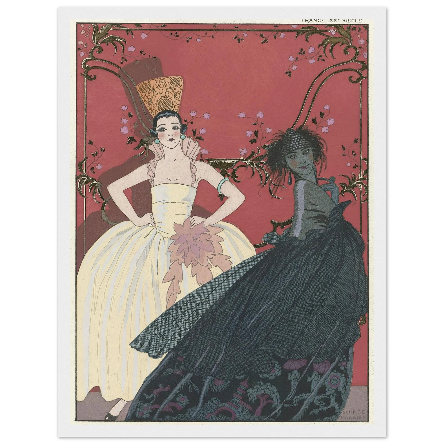 Le Jour et la Nuit (1922) Art Print | George Barbier - Framed Poster - 30x40 cm / 12x16″ - Black frame
