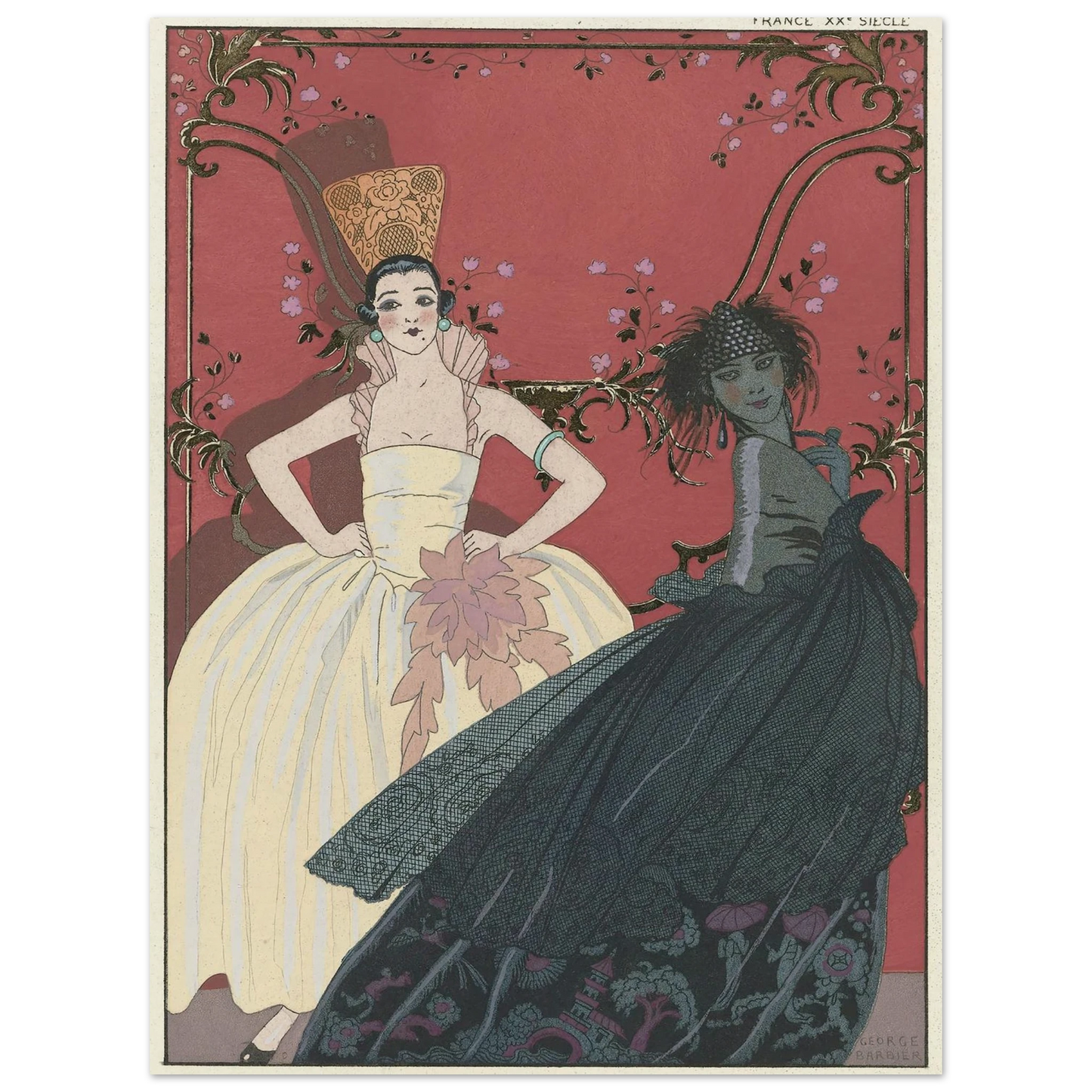 Le Jour et la Nuit (1922) Art Print | George Barbier - Framed Poster - 30x40 cm / 12x16″ - Black frame