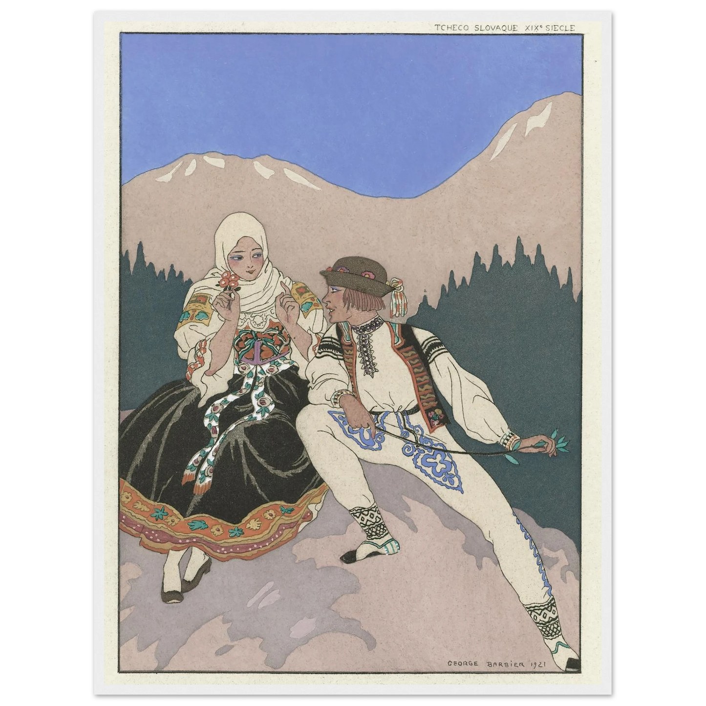 Le Langage des Fleurs (1921) Art Print | George Barbier - Framed Poster - 30x40 cm / 12x16″ - Black frame