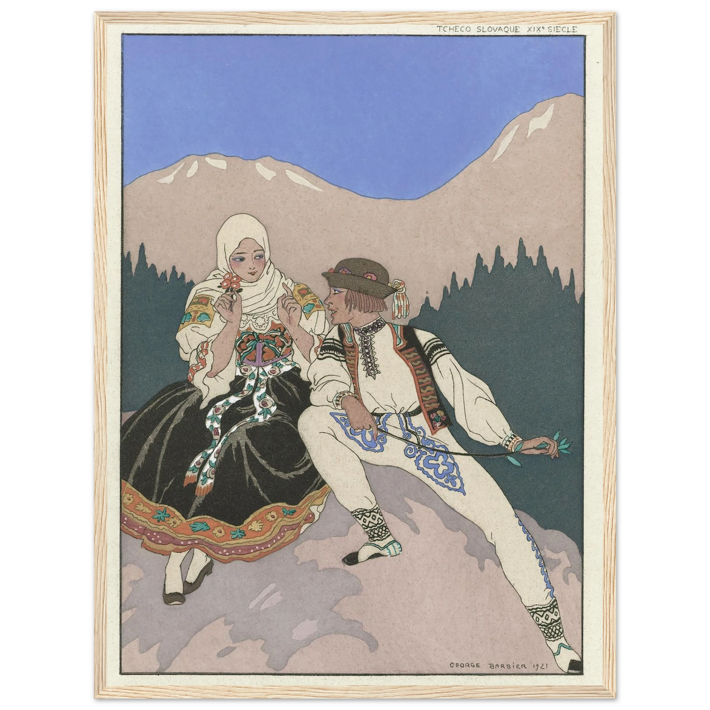 Le Langage des Fleurs (1921) Art Print | George Barbier - Framed Poster - 30x40 cm / 12x16″ - Black frame