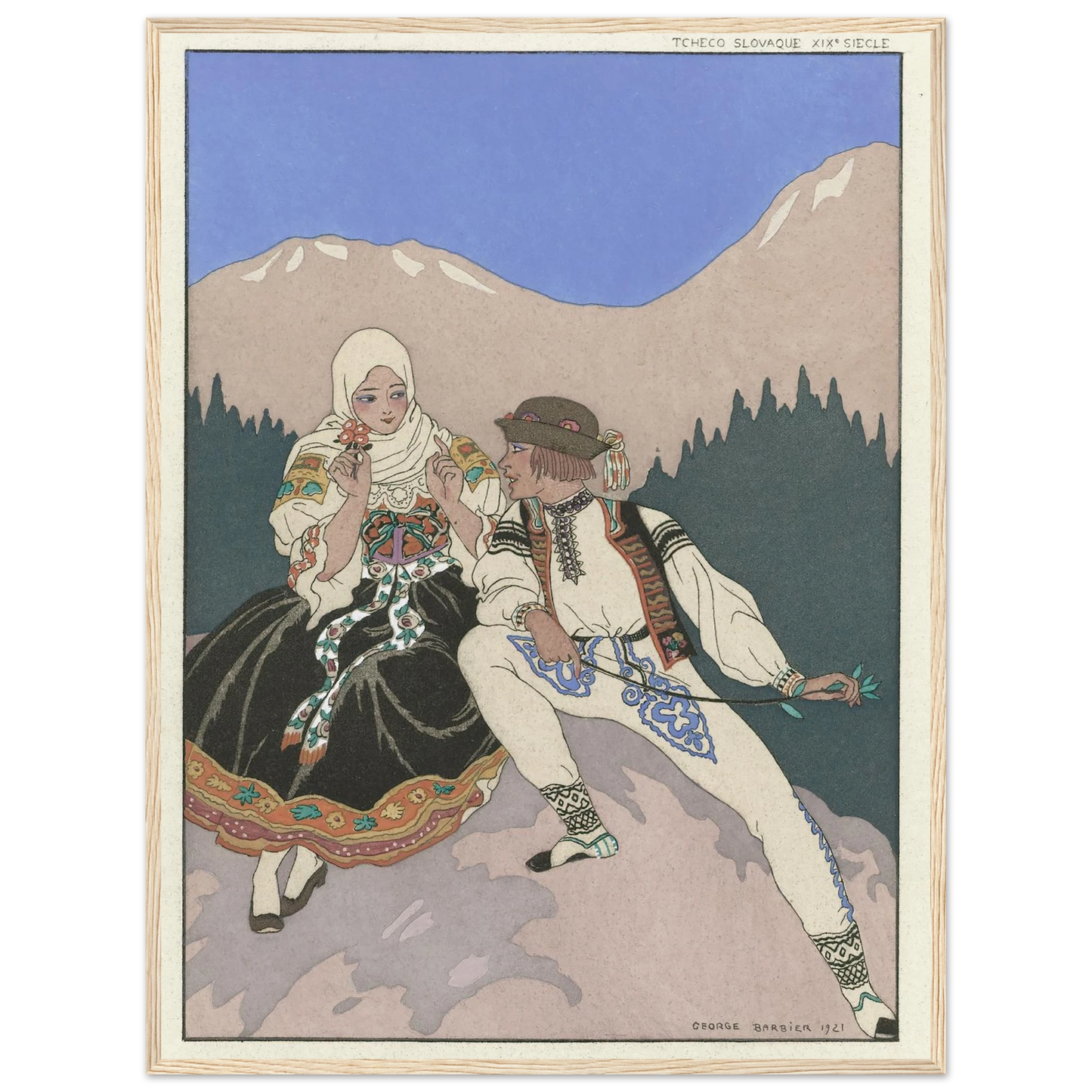 Le Langage des Fleurs (1921) Art Print | George Barbier - Framed Poster - 30x40 cm / 12x16″ - Black frame