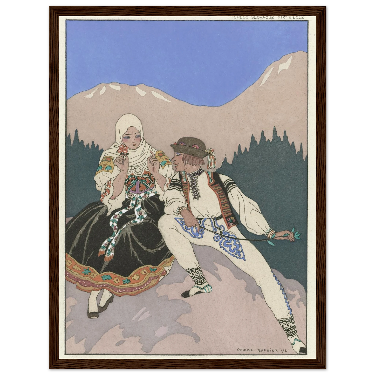 Le Langage des Fleurs (1921) Art Print | George Barbier - Framed Poster - 30x40 cm / 12x16″ - Black frame