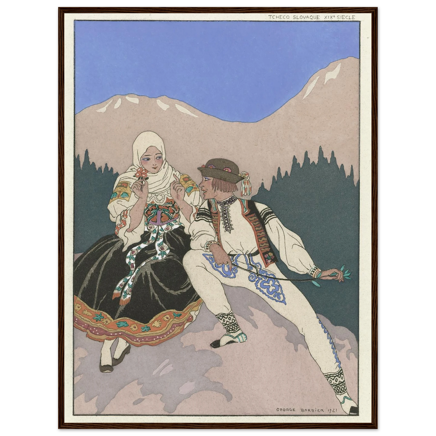 Le Langage des Fleurs (1921) Art Print | George Barbier - Framed Poster - 30x40 cm / 12x16″ - Black frame