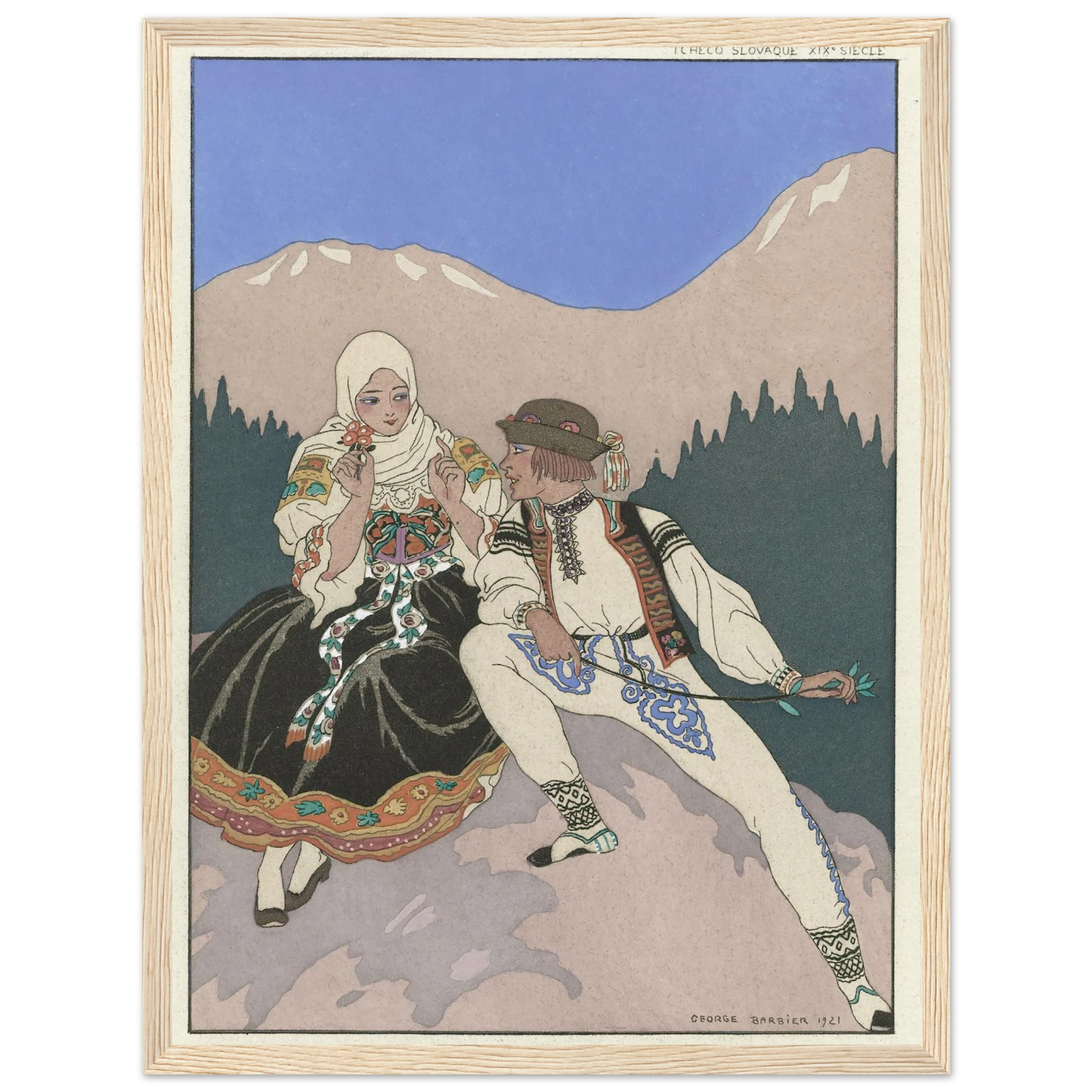 Le Langage des Fleurs (1921) Art Print | George Barbier - Framed Poster - 30x40 cm / 12x16″ - Black frame