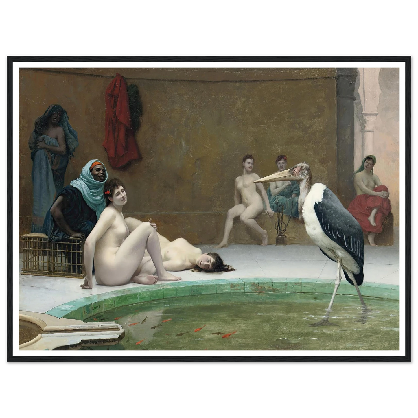 Le Marabout in the Harem bath Art Print | Jean Leon Gerome - Framed Poster - 30x40 cm / 12x16″ - Black frame