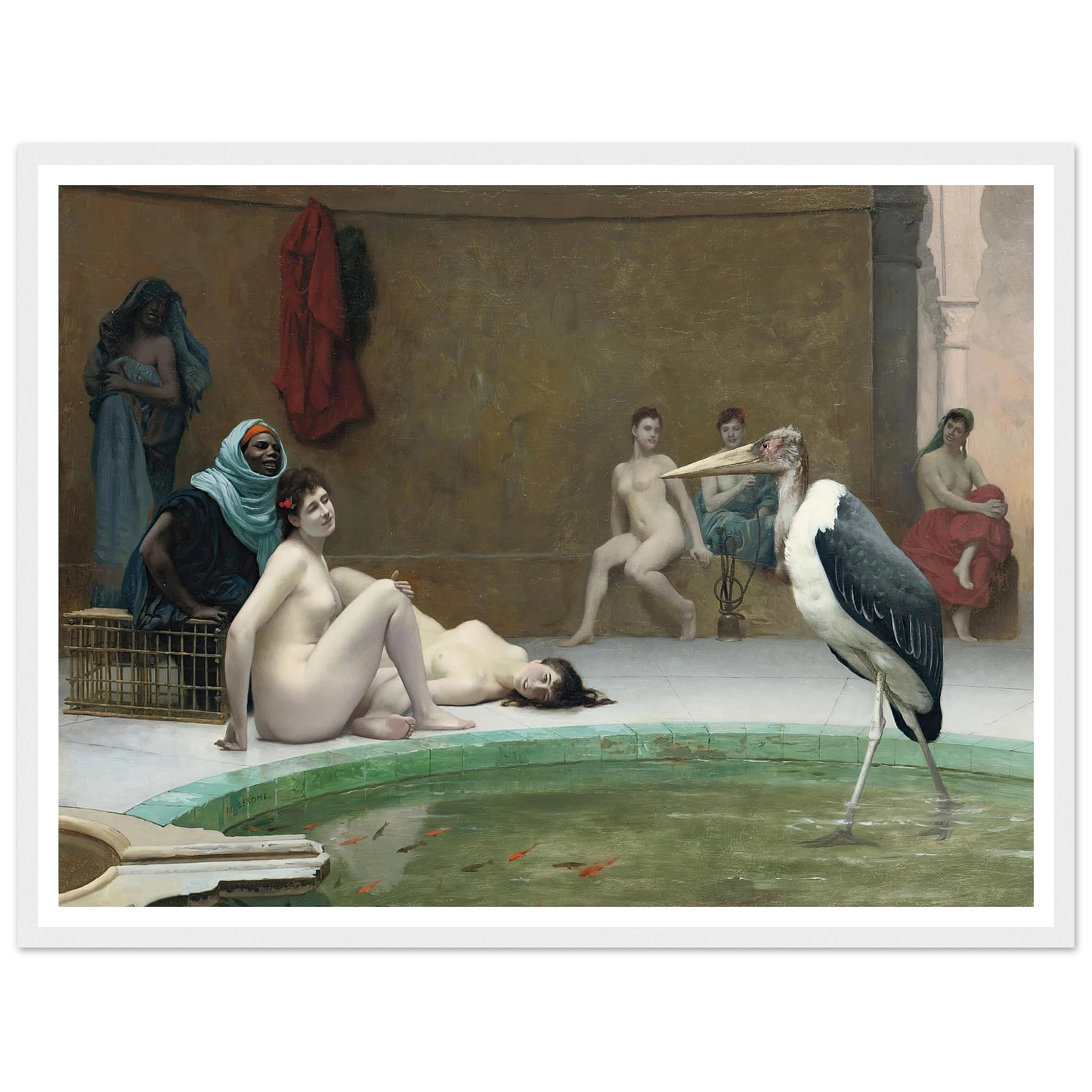 Le Marabout in the Harem bath Art Print | Jean Leon Gerome - Framed Poster - 30x40 cm / 12x16″ - Black frame