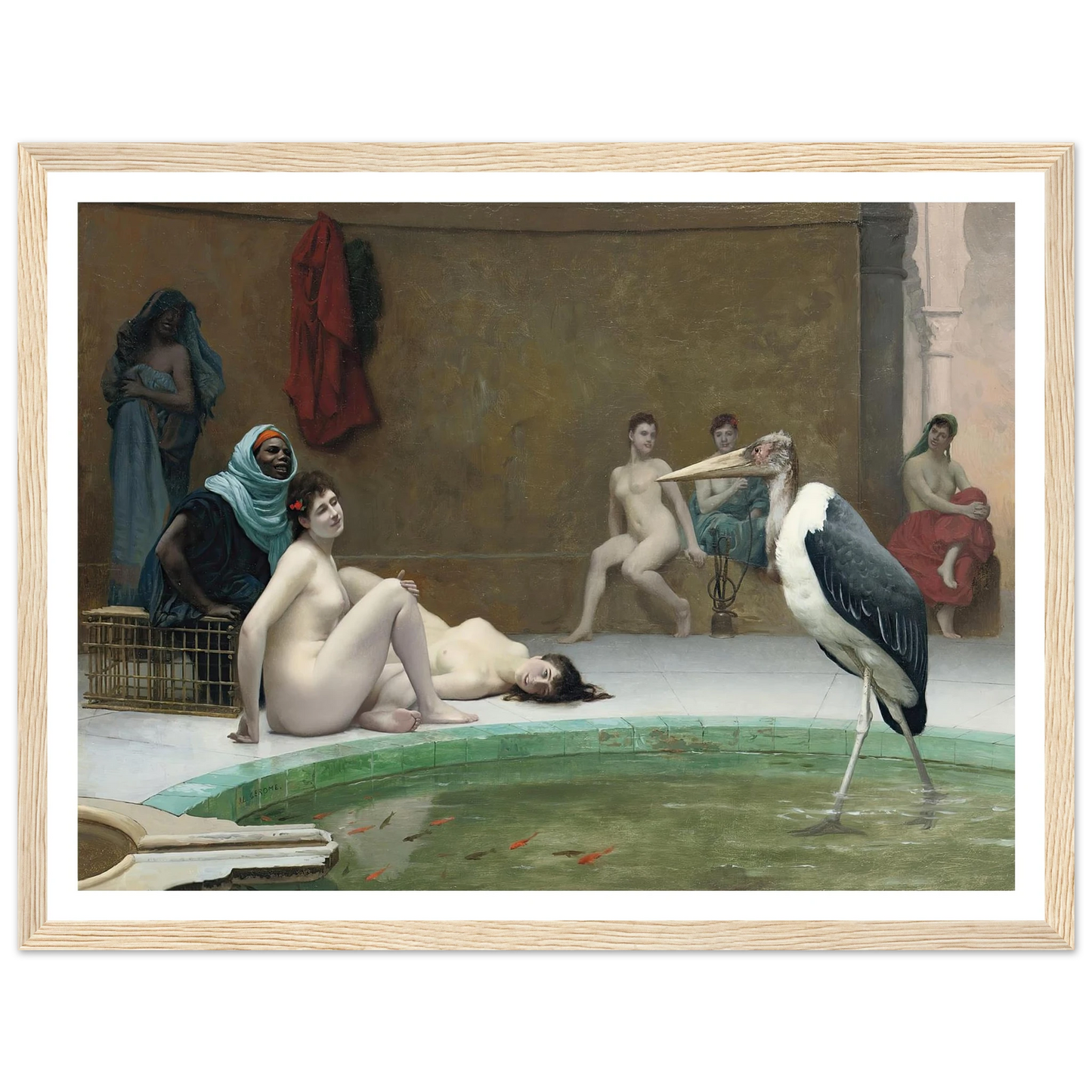 Le Marabout in the Harem bath Art Print | Jean Leon Gerome - Framed Poster - 30x40 cm / 12x16″ - Black frame