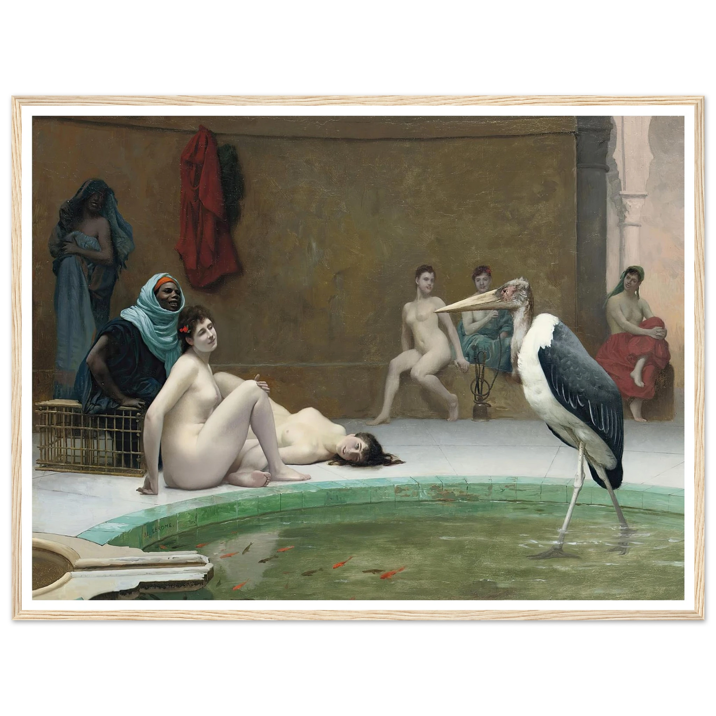 Le Marabout in the Harem bath Art Print | Jean Leon Gerome - Framed Poster - 30x40 cm / 12x16″ - Black frame