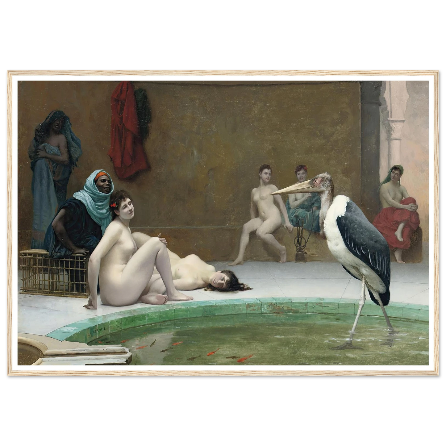 Le Marabout in the Harem bath Art Print | Jean Leon Gerome - Framed Poster - 30x40 cm / 12x16″ - Black frame