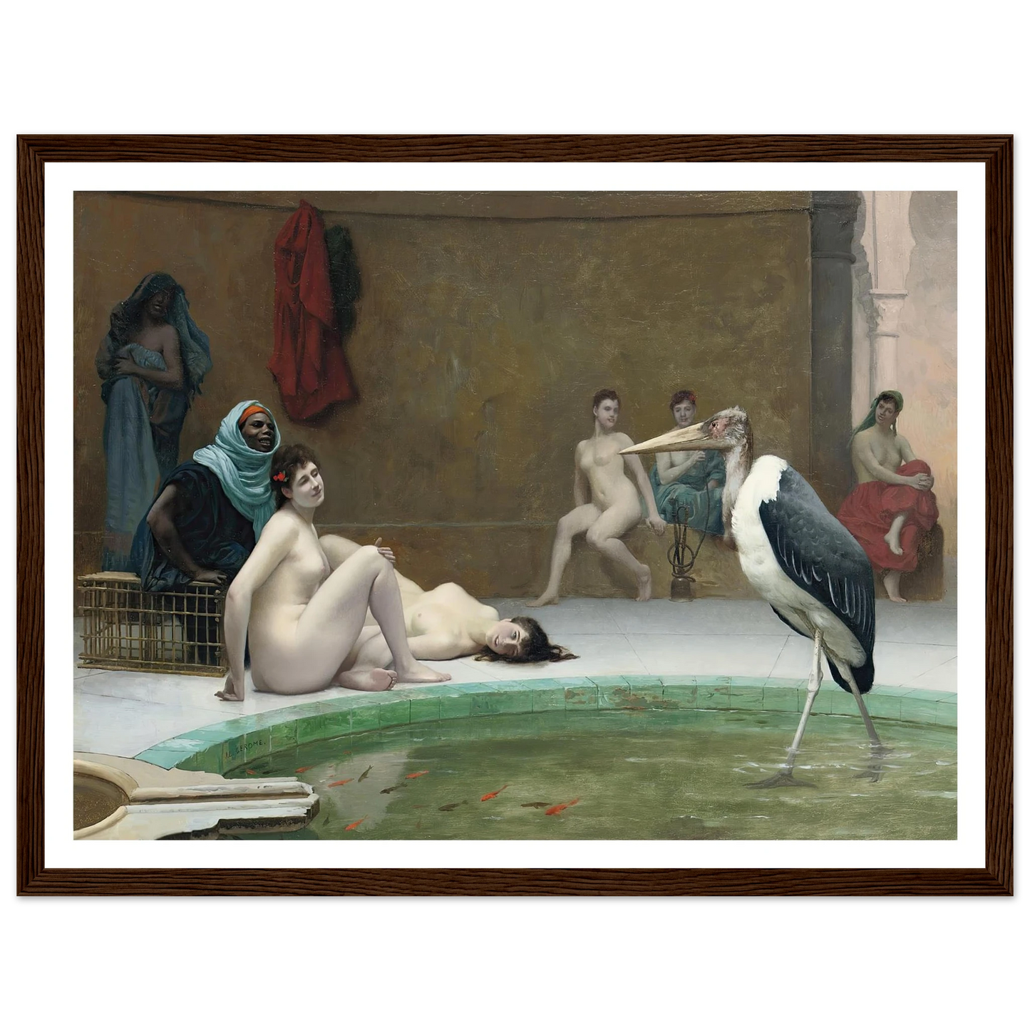 Le Marabout in the Harem bath Art Print | Jean Leon Gerome - Framed Poster - 30x40 cm / 12x16″ - Black frame