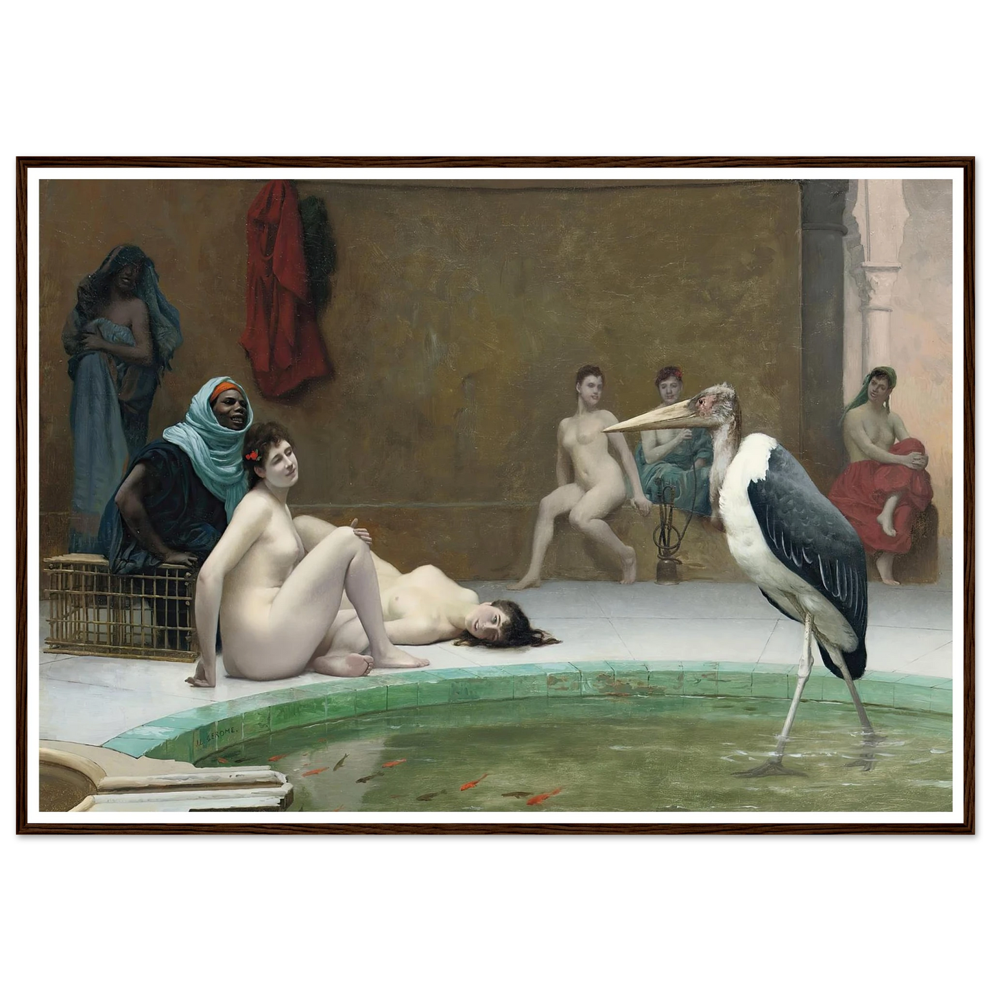 Le Marabout in the Harem bath Art Print | Jean Leon Gerome - Framed Poster - 30x40 cm / 12x16″ - Black frame