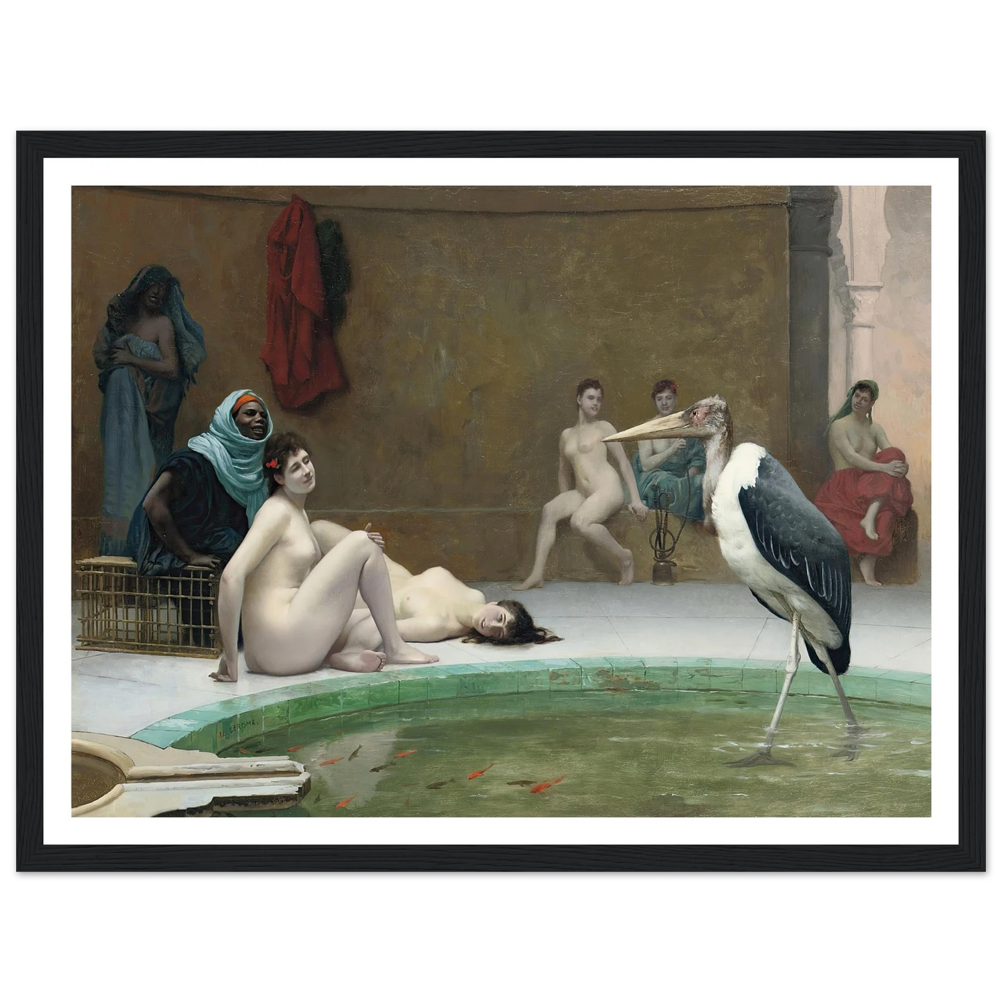 Le Marabout in the Harem bath Art Print | Jean Leon Gerome - Framed Poster - 30x40 cm / 12x16″ - Black frame
